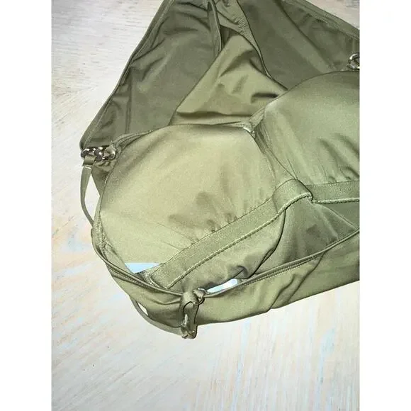 Michael Kors Radiant Chain Over the Shoulder One-Piece olive green size 12 - Picture 4 of 9